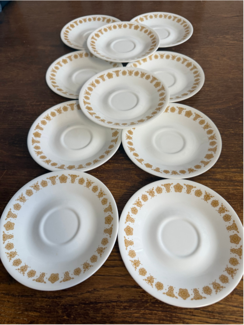 Vintage Corelle Butterfly Gold Saucers Set of 10 6.25” Corning USA